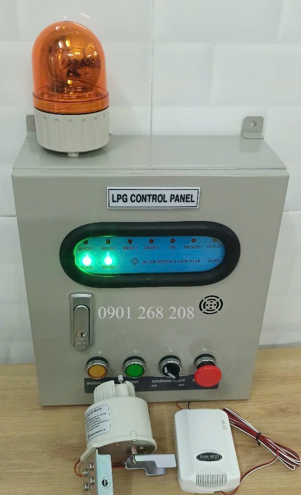 tu canh bao ro gas ket noi 3 kenh dau do gas 12VDC